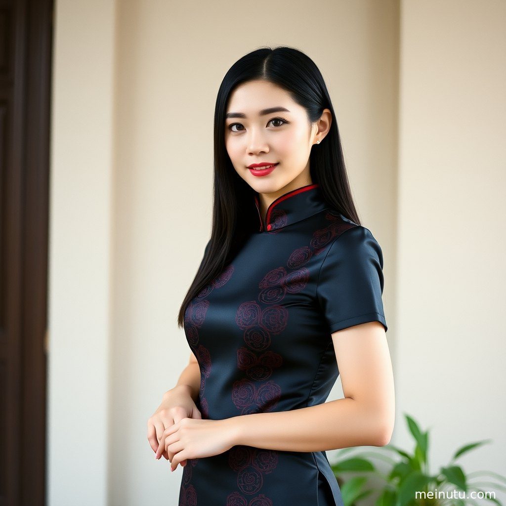 聚焦改良旗袍细节特写，展现精湛工艺与现代时尚的结合。