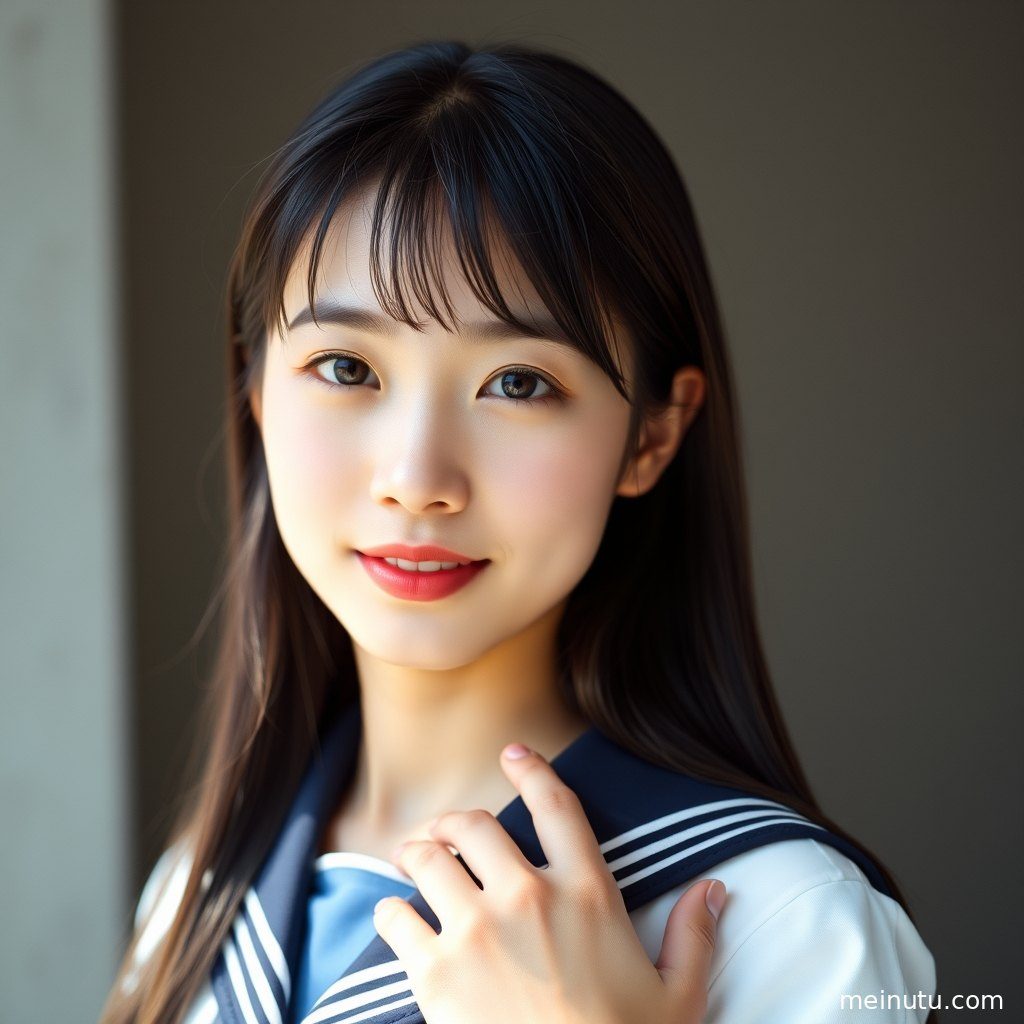 成年女性在黄昏光线下拍摄的JK黑丝全身像，整体画面色调沉静，充满艺术感。