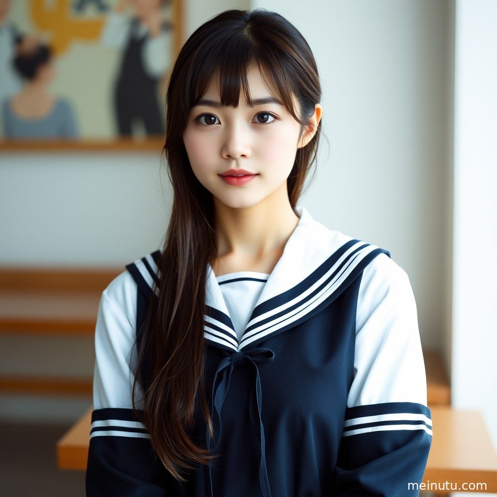 水手服JK 海边 自然光 半身构图 写真 02