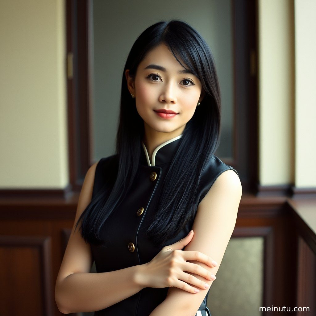 逆光下的成年女性，改良旗袍散发出温婉典雅的气质。