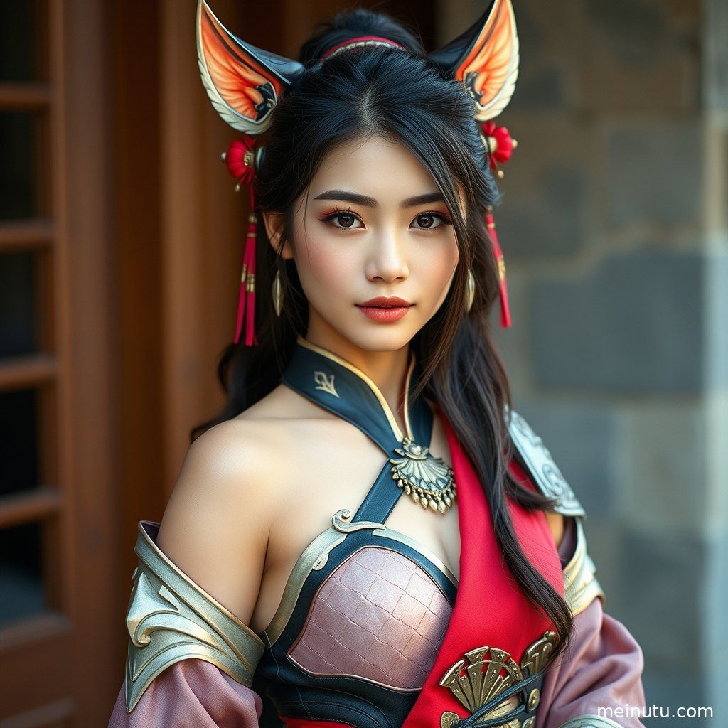 室内光线下的cosplay角色写真，细节丰富，光影迷人。