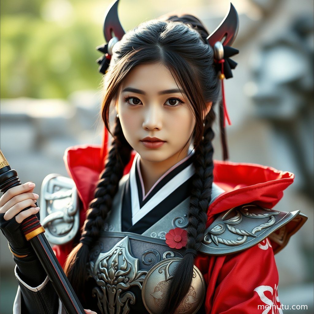 聚焦于成年女性角色的半身构图，柔和逆光勾勒出精致的脸部轮廓。