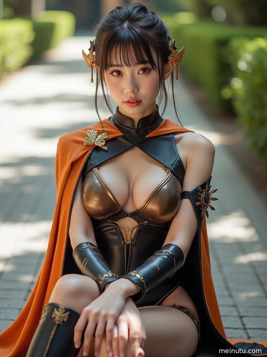 特写镜头下的Cosplay服装细节，精美绝伦，工艺考究。