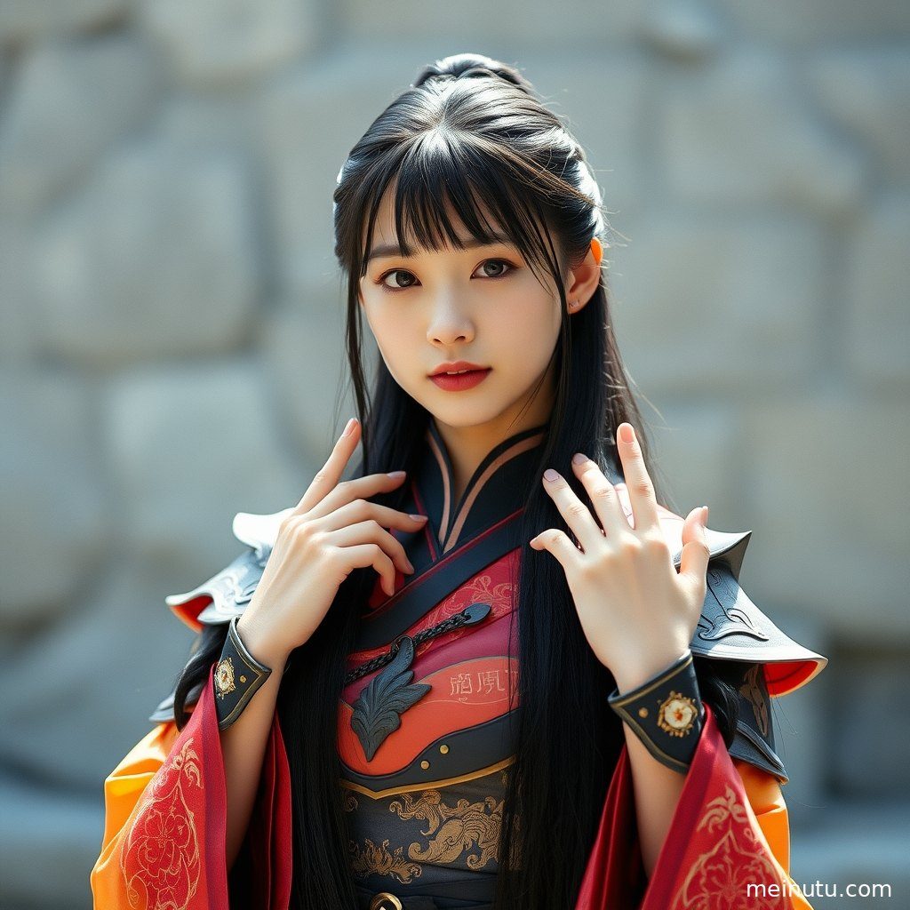 Cosplay服饰细节展示，在自然漫射光下呈现出丰富的材质感。