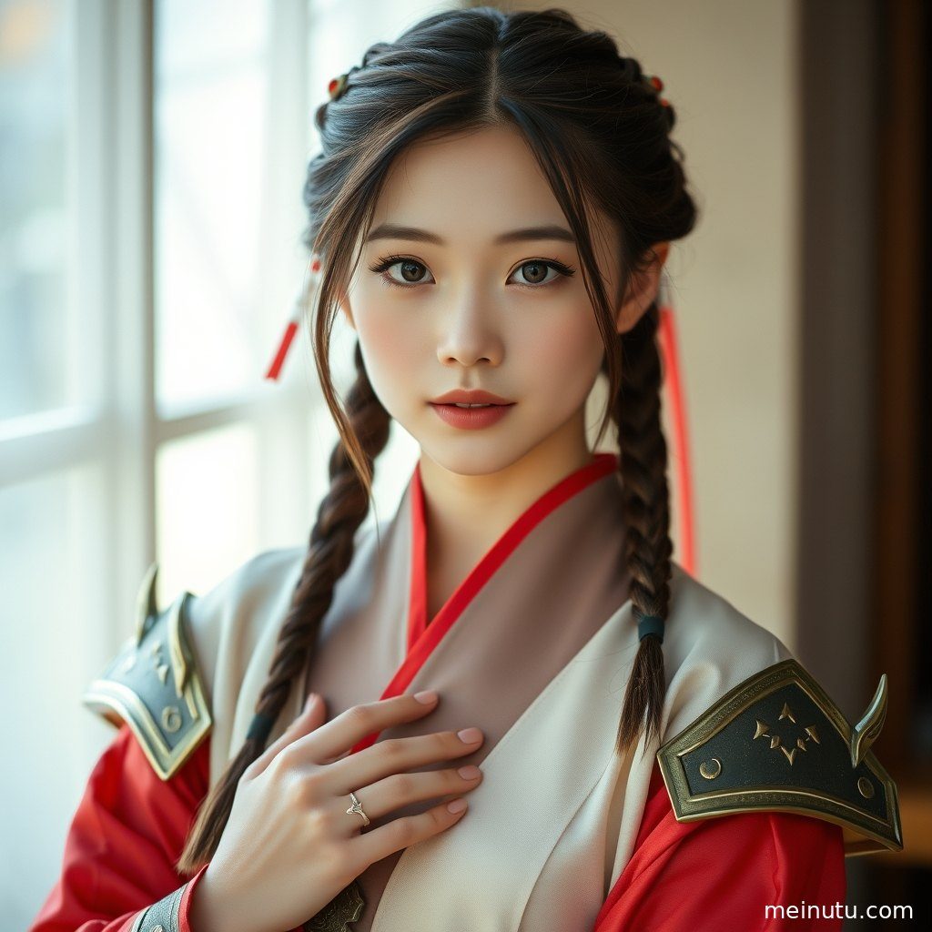 捕捉海边瞬间的成年女性奇幻角色半身写真，光影效果迷人。