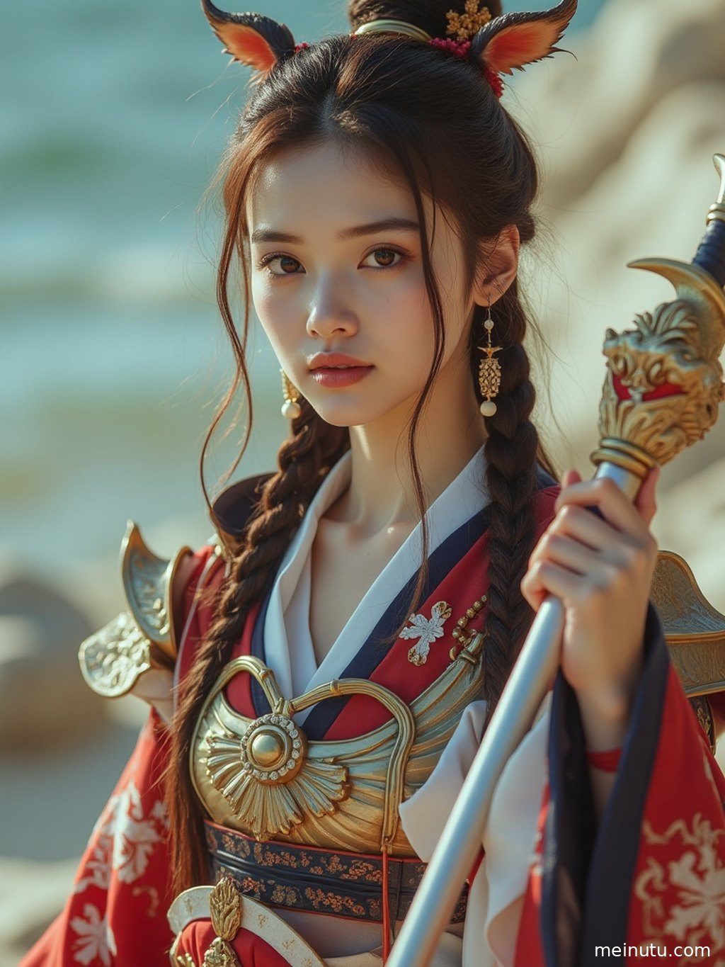 在精致搭建的奇幻场景中，一位成年女子展现出角色独特的魅力。