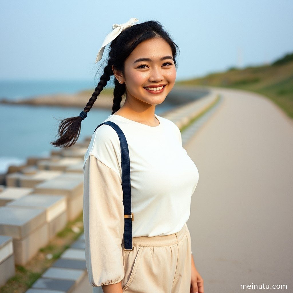 清新写真风格下，捕捉到气质美女在黄昏光线下，自然流露的温婉气质。