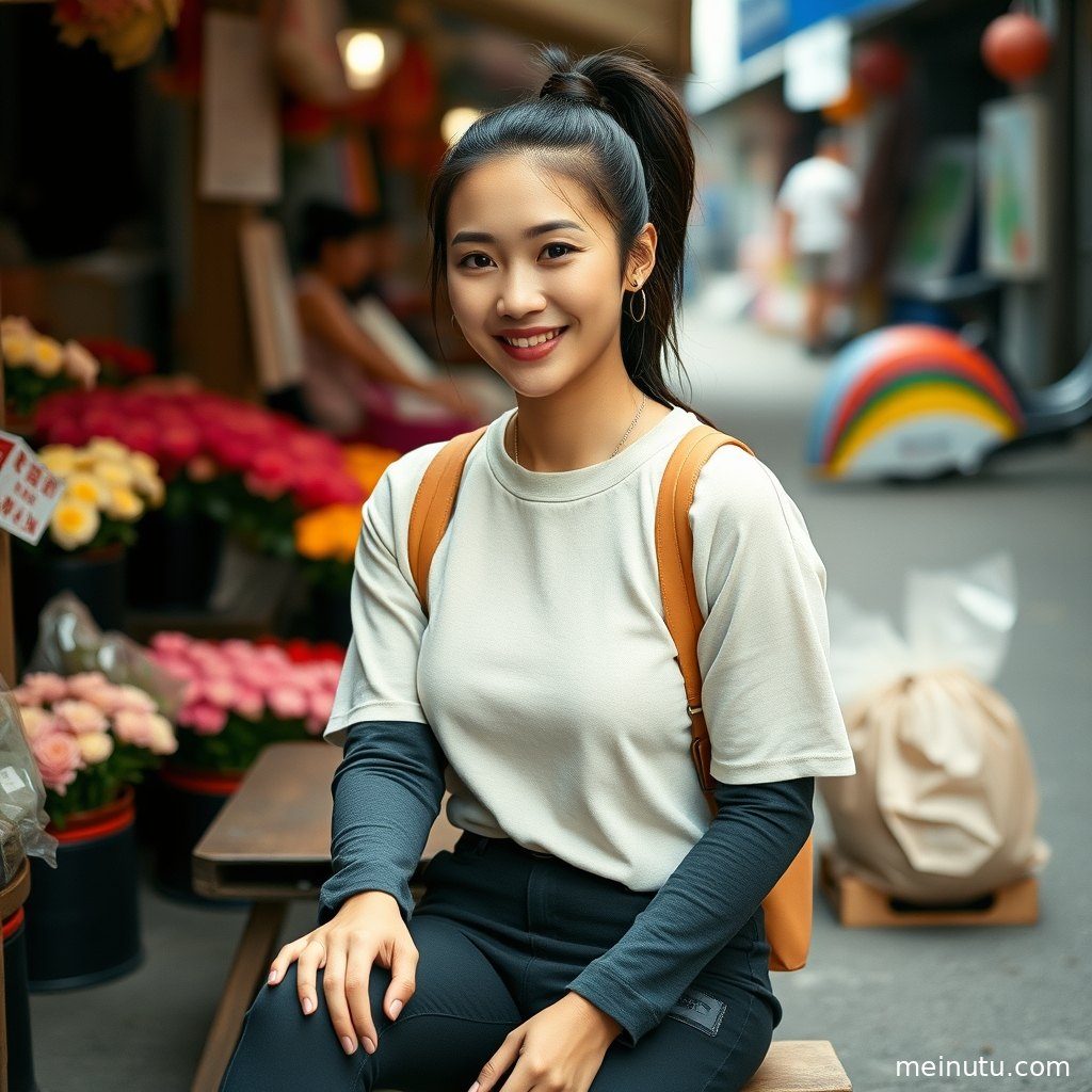 成年女性侧身回眸，脸上带着一丝淡淡的忧郁，黄昏的柔光洒在她身上。