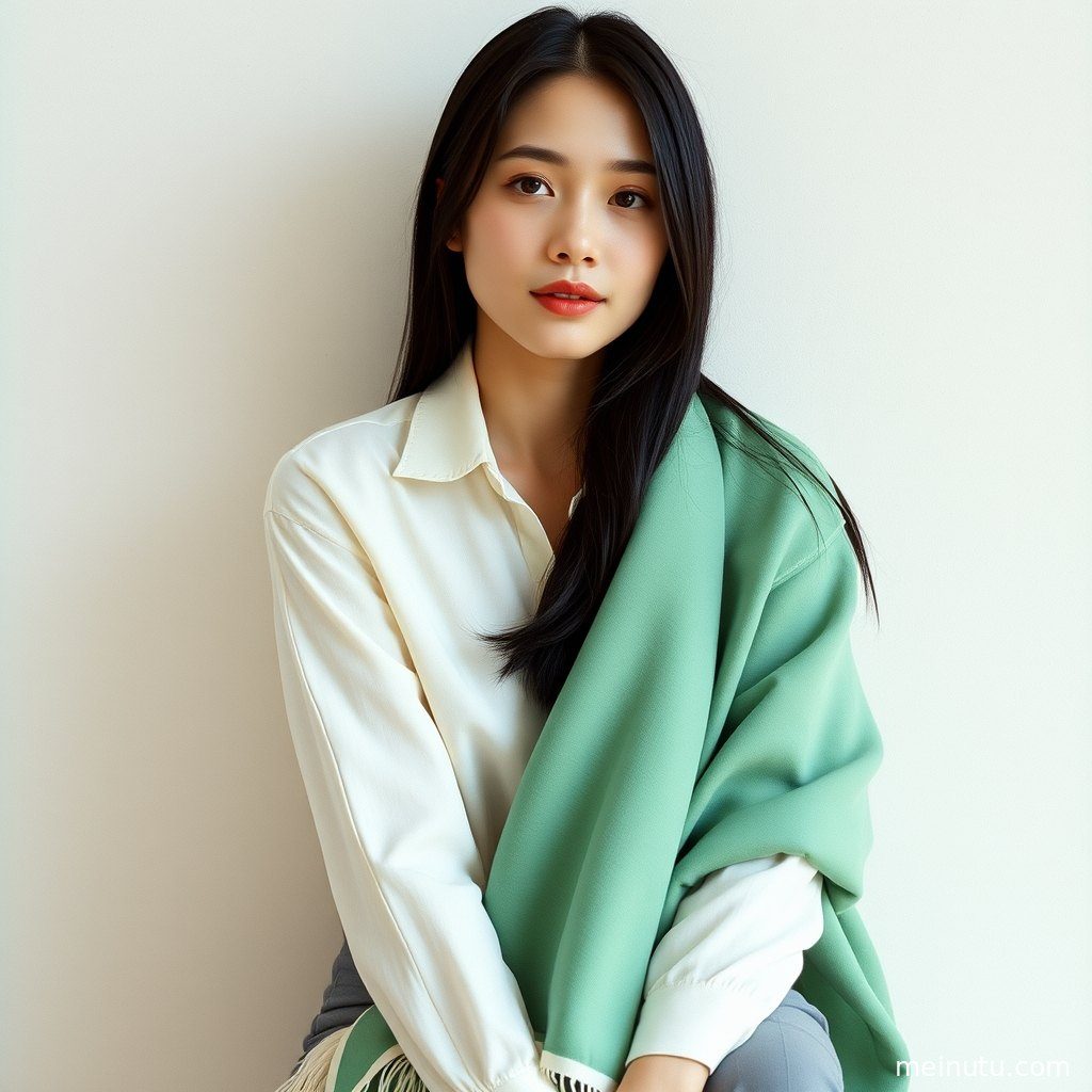捕捉成年女子颈部与锁骨细节，光线柔美，质感真实。