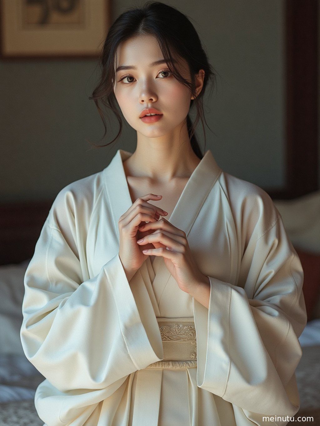 成年女性置身主题场景中，画面强调绝美唐风汉服高清写真图集 | 感受盛唐风韵的柔和光线与高清画质。