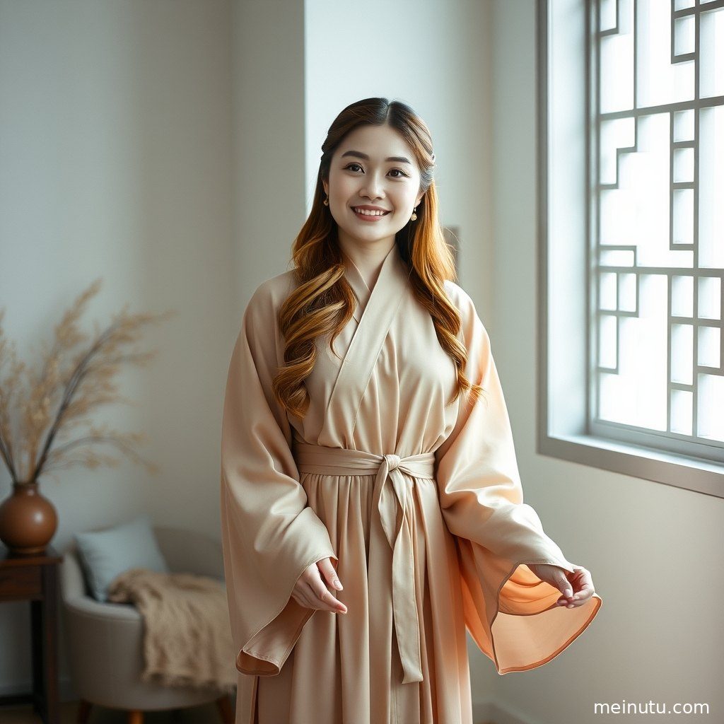 汉服细节特写，精致的刺绣与丝绸在光线下熠熠生辉，流露出东方韵味。