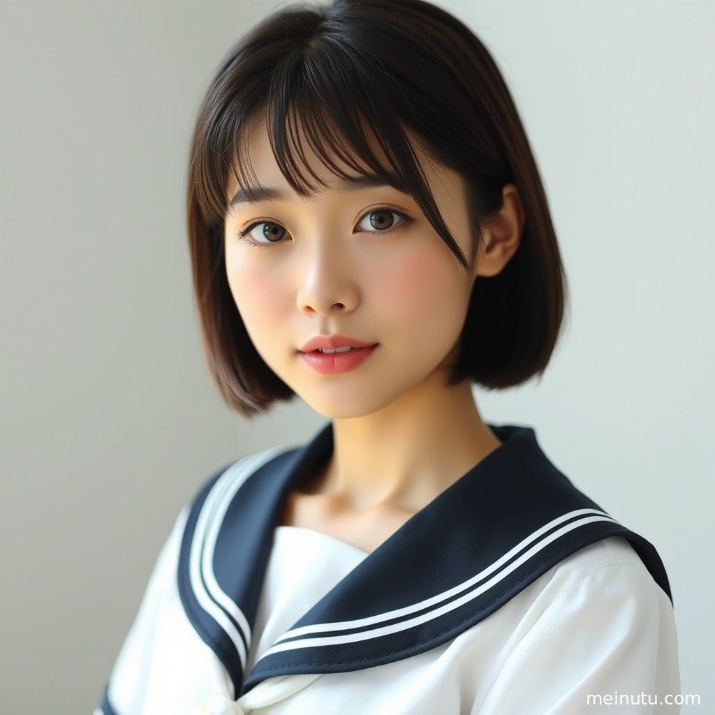 温暖的逆光洒在JK制服成年女性脸上，海边写真的宁静瞬间。