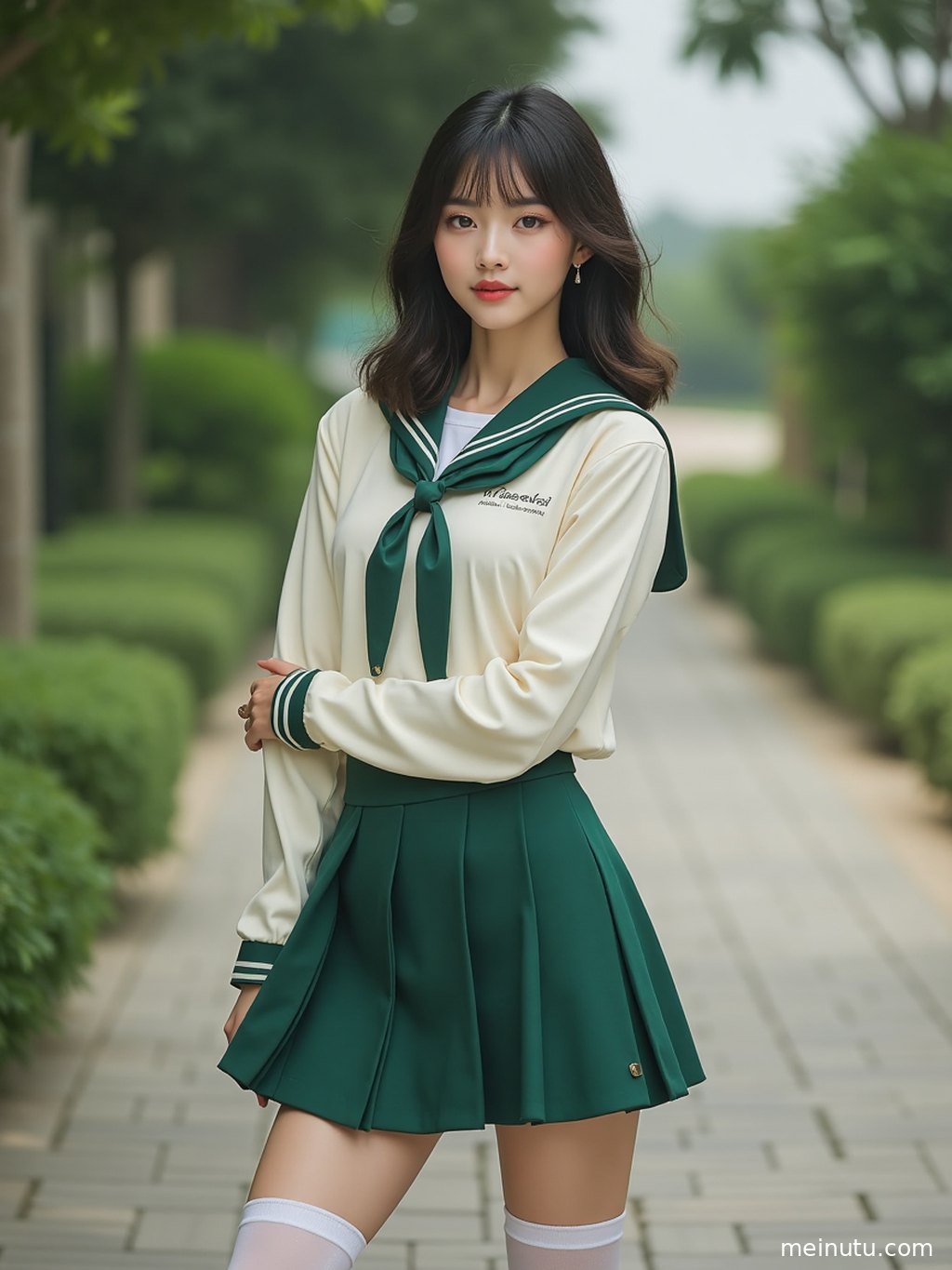 特写镜头展示JK制服鞋的精致细节，简约背景突出鞋款本身。