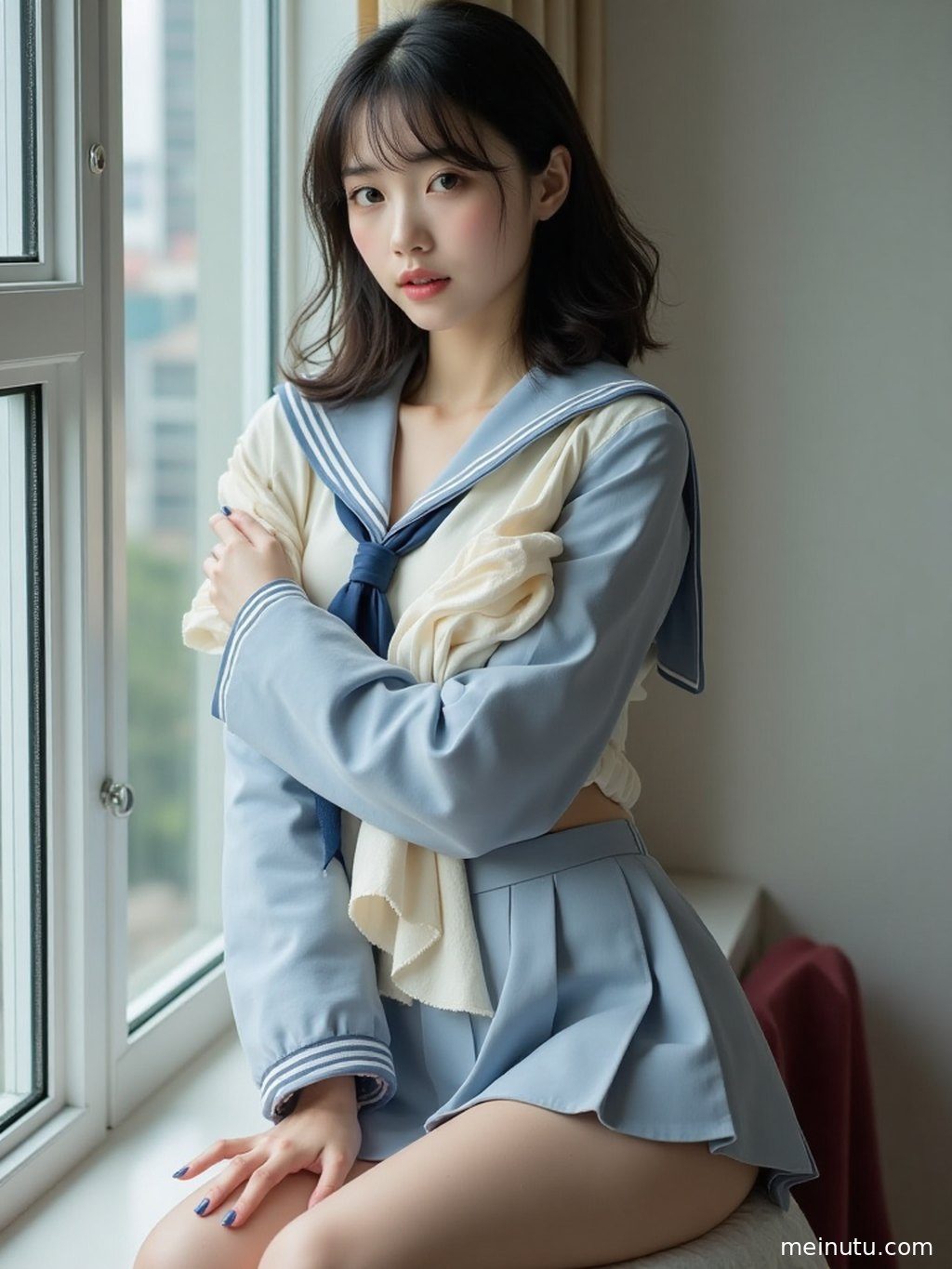 jk制服诱惑 花园 清透高光近景细节展示服饰面料、配色与画面质感。