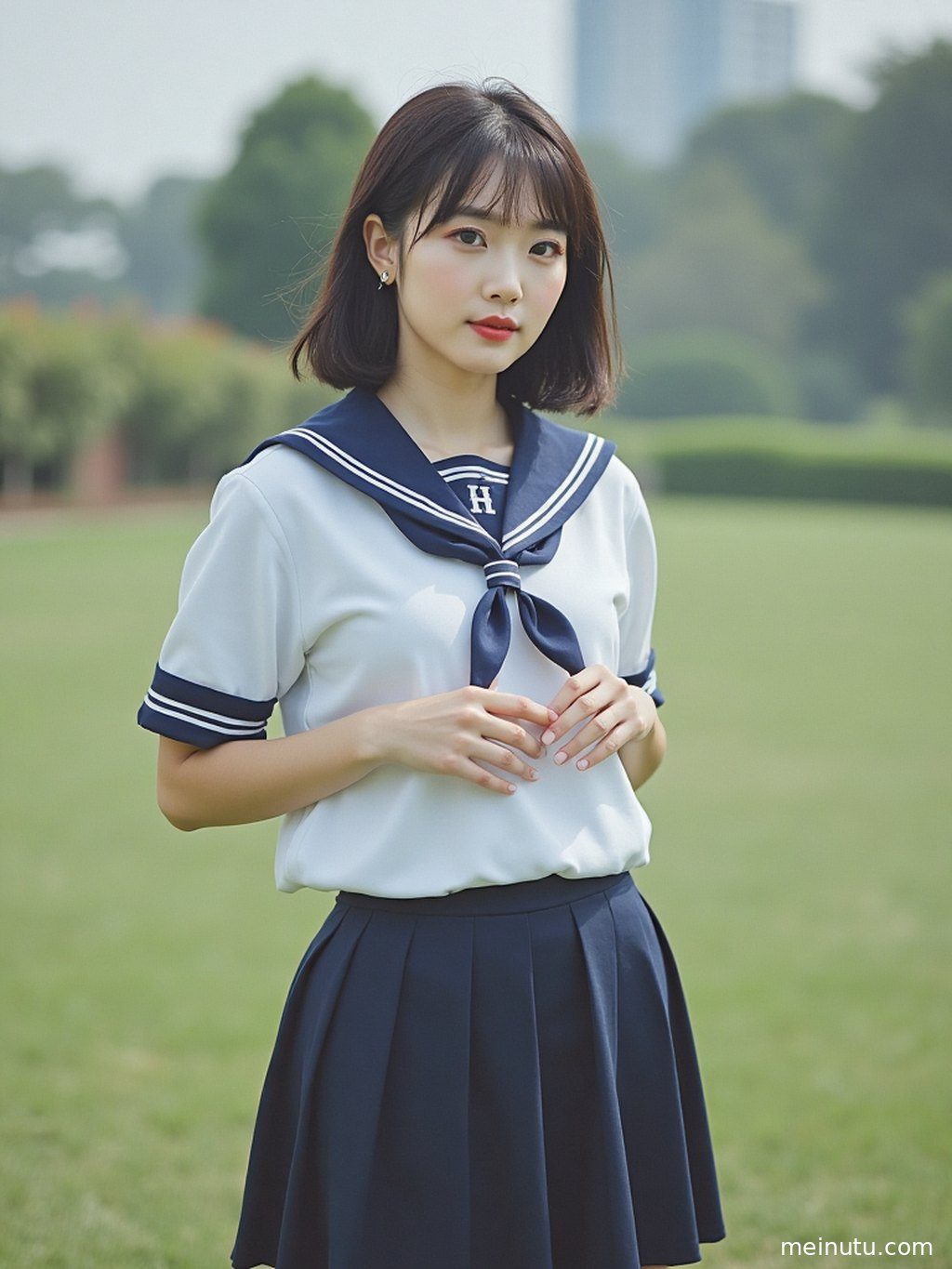 成年女性在柔和自然光下侧身回眸，展现校园JK · 高清写真图集的场景层次与光影。