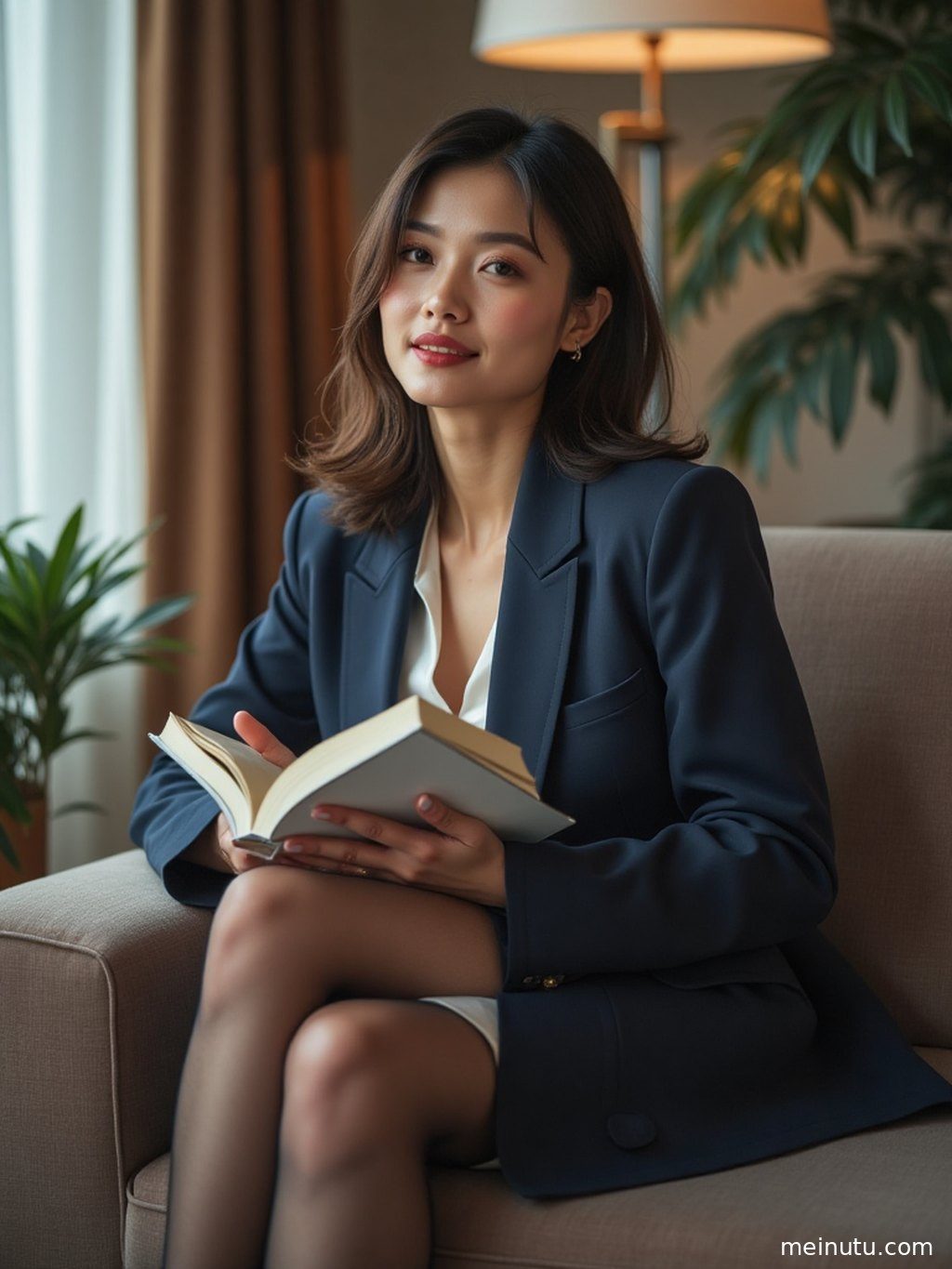 海浪轻拍沙滩，成年女性的美腿在自然光下显得格外诱人，充满生活气息。