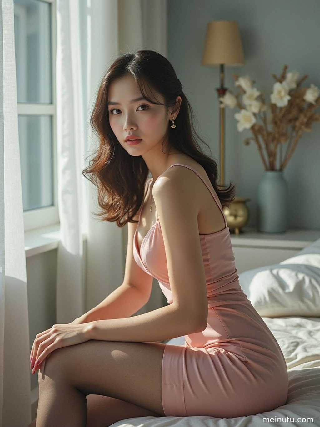成年女性置身主题场景中，画面强调优雅丝袜高清写真图集 - 成年女性魅力展现的柔和光线与高清画质。