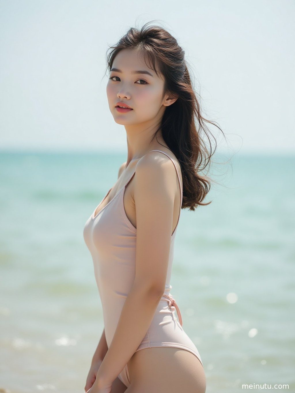成年女性置身主题场景中，画面强调海边比基尼高清写真图集 | 阳光、沙滩与迷人身姿的柔和光线与高清画质。