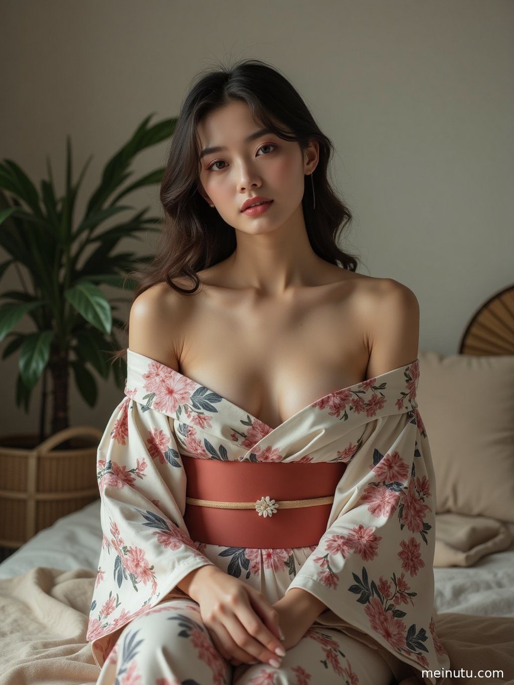 细腻捕捉和服纹样与质感，柔和逆光勾勒出成年女性的迷人侧影。