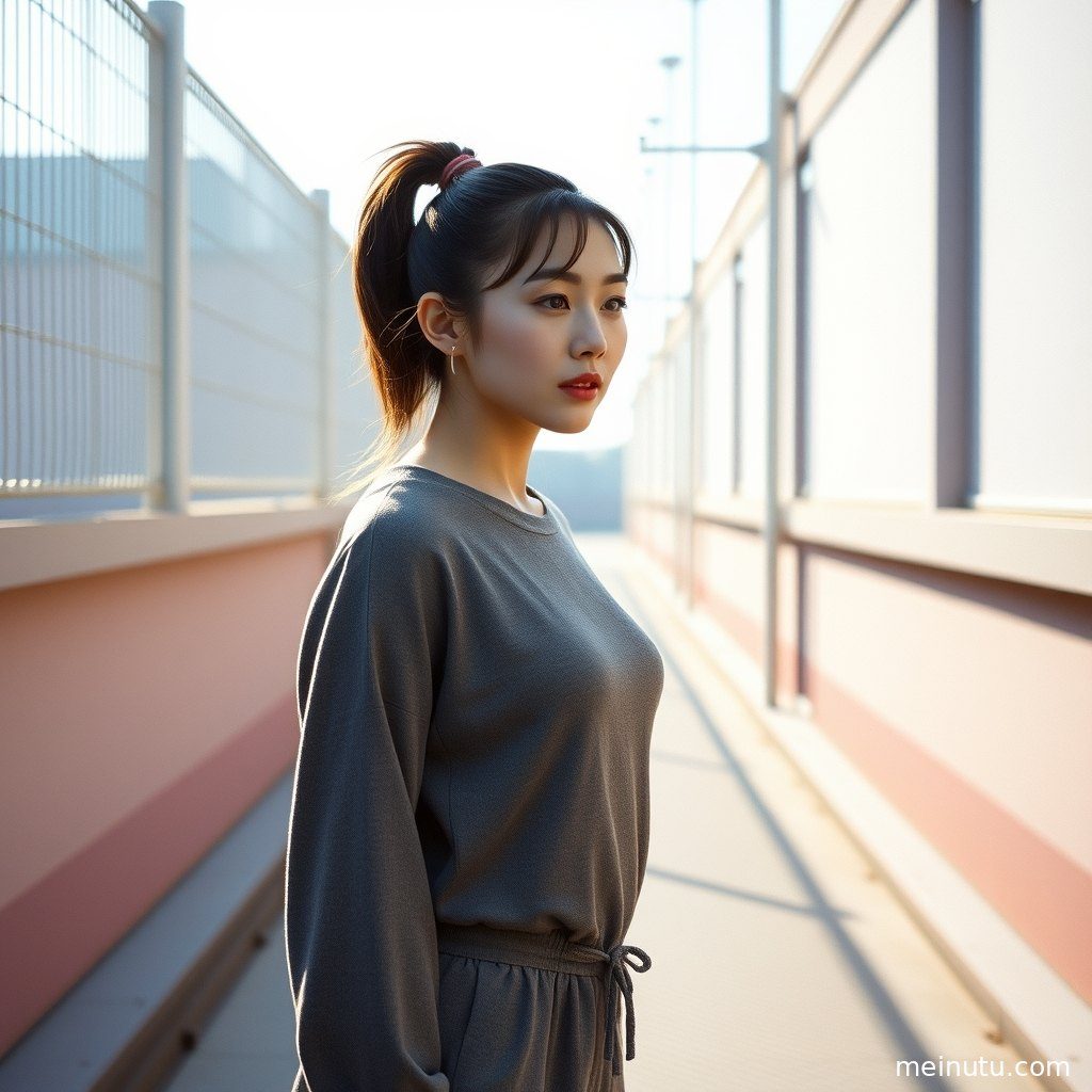 特写成年女子手部，指尖轻触窗户，捕捉光线在皮肤上的微妙反射。