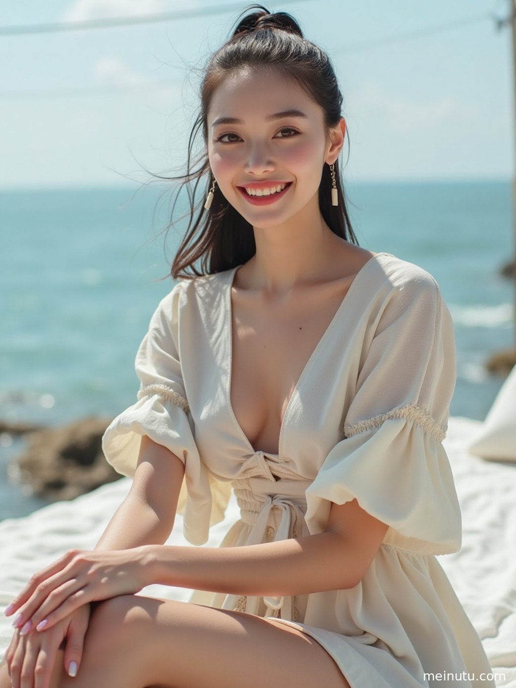 窗台上的物品被光影拉长，成年女子背对镜头，沐浴在温暖的室内光中。