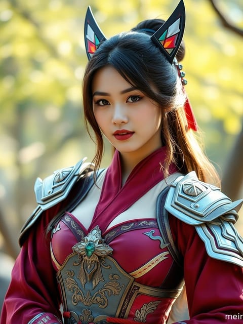 成年女性coser身着精致服装，在室内柔光下展现角色魅力。