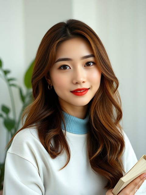 身着休闲服饰的亚洲成年女子在街道上，暖色侧光勾勒出迷人轮廓。