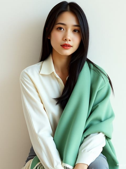 晨光下成年女性面部近景，阴天漫射光勾勒柔和轮廓。