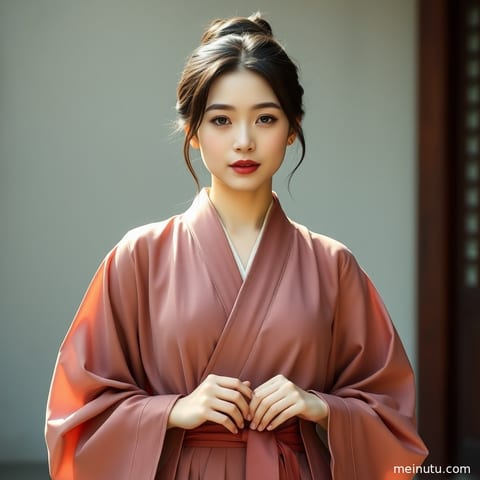 身着华丽汉服的成年女子，在柔和室内光线下，侧颜精致，眼神温柔。