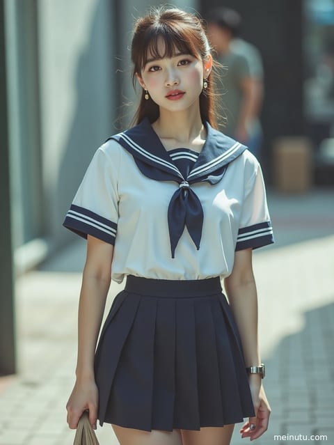 白丝jk 室内柔光 柔和逆光 全身构图 写真 01