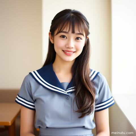 身着JK制服的成年女性，腿部线条在黑丝袜的衬托下格外迷人，背景是黄昏的阴天。